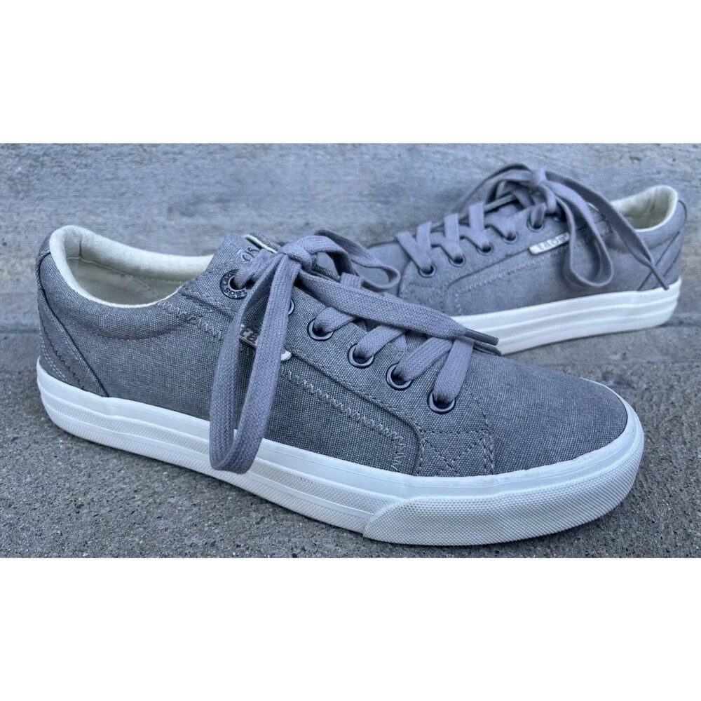 Taos Plim Soul Women's 7.5 Gray Canvas Lace-Up Sneakers - Picture 1 of 13
